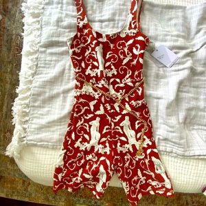 Weworewhat Grecian Print Scoop Neck Romper Bodysuit Size Small